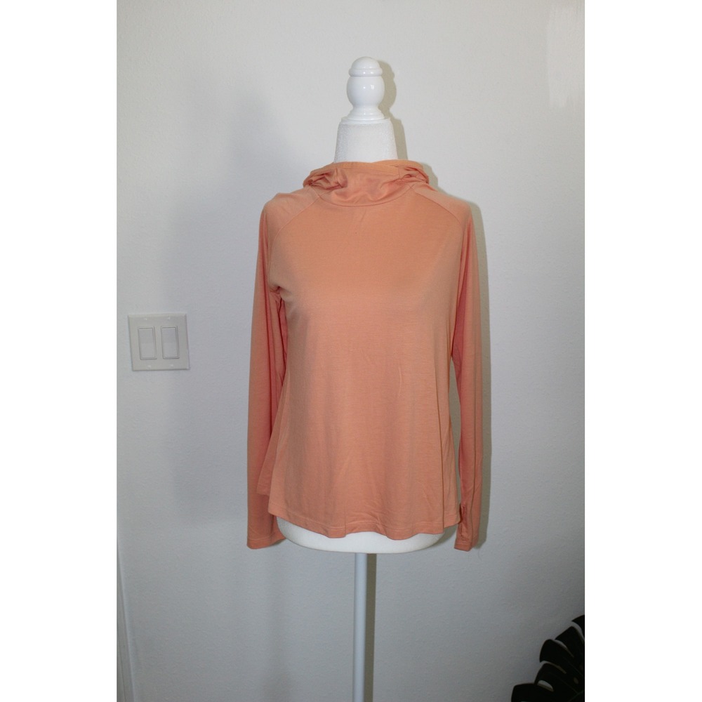 Free Fly Womens Bamboo Lightweight Hoodie Peach Orange Coral Long Sleeve Small